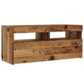 Miniatyrbillede 7 af 11: vidaXL tv-bord m. LED-lys 90x35x40 cm konstrueret træ antikt træ