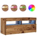 Miniatyrbillede 1 af 11: vidaXL tv-bord m. LED-lys 90x35x40 cm konstrueret træ antikt træ