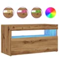 Miniatyrbild 3 av 11: vidaXL TV-bänk med LED-lampor artisan ek 75x35x40 cm konstruerat trä