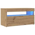 Miniatyrbild 6 av 11: vidaXL TV-bänk med LED-lampor artisan ek 75x35x40 cm konstruerat trä