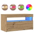 Miniatyrbild 9 av 11: vidaXL TV-bänk med LED-lampor artisan ek 75x35x40 cm konstruerat trä
