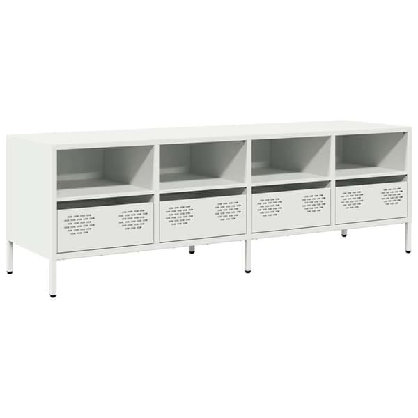 vidaXL TV-benk hvit 135x39x43,5 cm kaldvalset stål