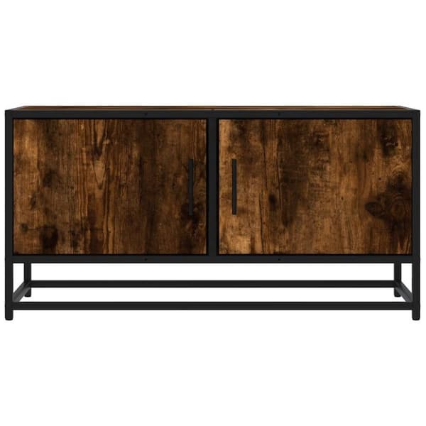 vidaXL Tv-bänk rökfärgad ek 80x34,5x40 cm konstruerat trä och metall