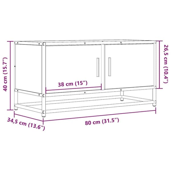 vidaXL Tv-bänk rökfärgad ek 80x34,5x40 cm konstruerat trä och metall