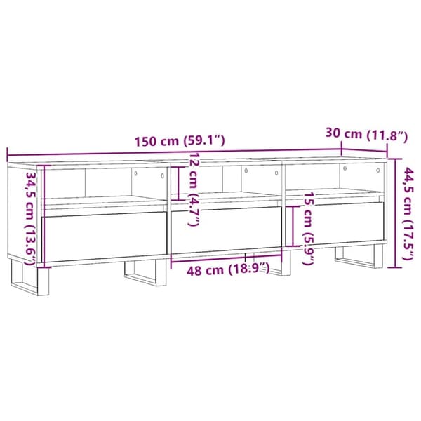 vidaXL TV-taso käsityöläinen tammi 150x30x44,5 cm tekninen puu