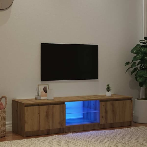 vidaXL TV-kaappi LED-valoilla käsityöläinen tammi tekninen puu