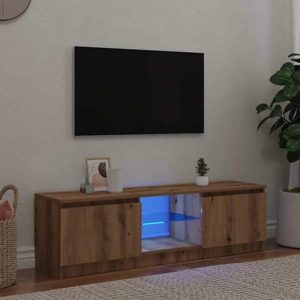 vidaXL TV-kaappi LED-valoilla käsityöläinen tammi tekninen puu