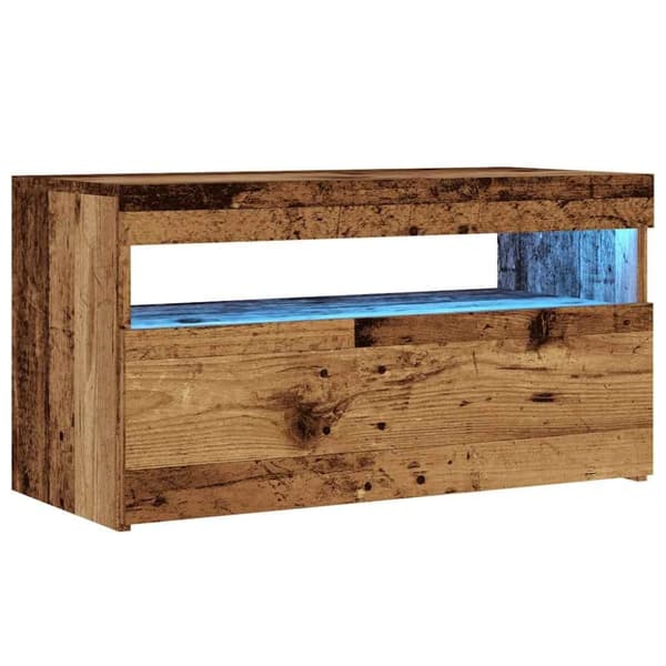 vidaXL tv-bord m. LED-lys 75x35x40 cm konstrueret træ antikt træ