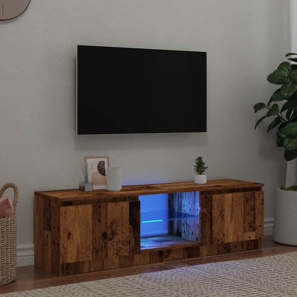 vidaXL TV-kaappi LED-valoilla vanha puu 120x30x36 cm teknillinen puu
