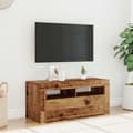 Miniatyrbilde 5 av 11: vidaXL TV-benk med LED-lys gammelt tre 90x35x40 cm konstruert tre