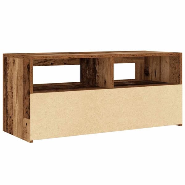 vidaXL TV-benk med LED-lys gammelt tre 90x35x40 cm konstruert tre