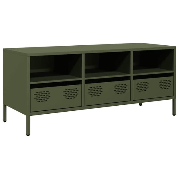 vidaXL TV-benk olivengrønn 101,5x39x43,5 cm kaldvalset stål