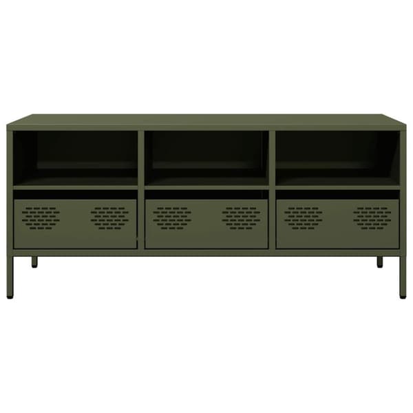 vidaXL TV-benk olivengrønn 101,5x39x43,5 cm kaldvalset stål