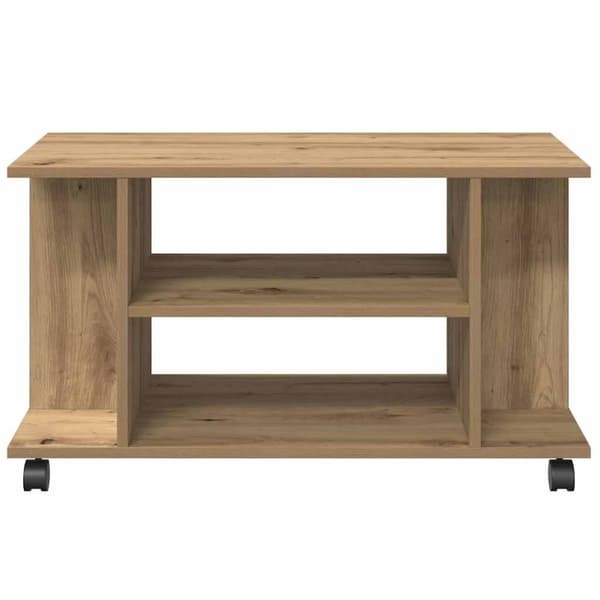 vidaXL Tv-bänk med hjul artisian ek 80x40x45 cm konstruerat trä