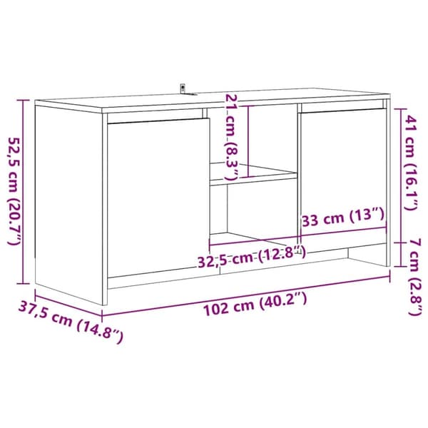 vidaXL TV-benk artisan eik 102x37,5x52,5 cm konstruert tre