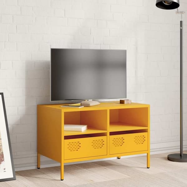 vidaXL TV-taso sinapinkeltainen 68x39x43,5 cm kylmävalssattu teräs
