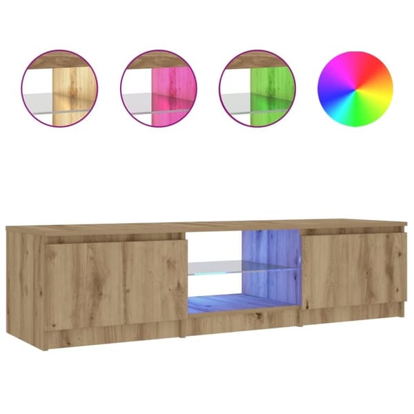 vidaXL TV-benk med LED-lys artisan eik 140x40x35,5 cm konstruert tre