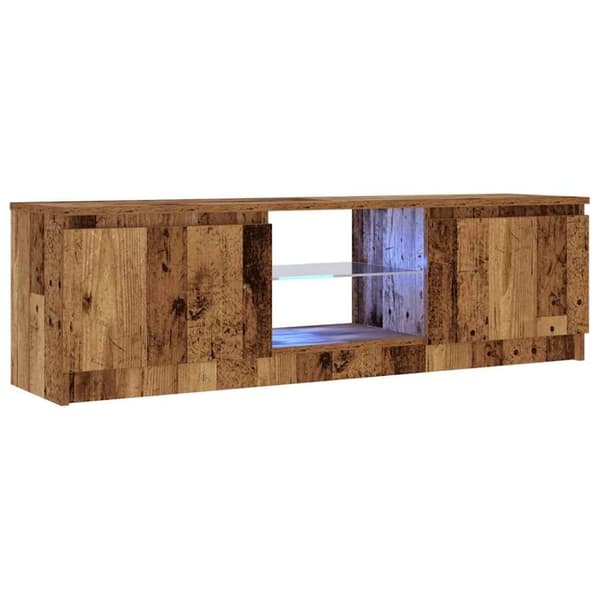 vidaXL TV-bänk med LED-lampor åldrat trä 120x30x36 cm konstruerat trä