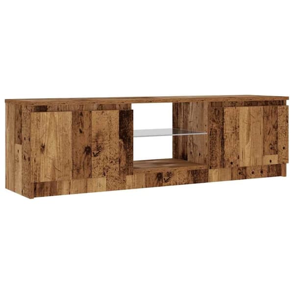 vidaXL TV-bänk med LED-lampor åldrat trä 120x30x36 cm konstruerat trä