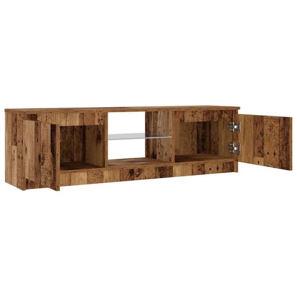 vidaXL TV-bänk med LED-lampor åldrat trä 120x30x36 cm konstruerat trä