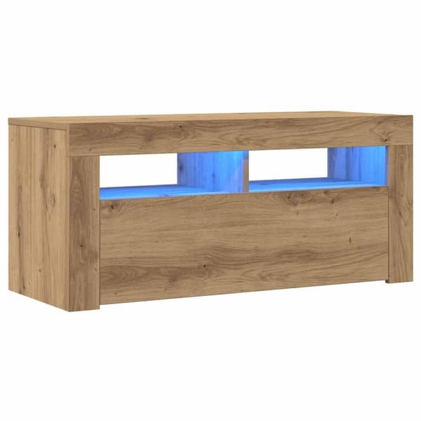 vidaXL TV-bänk med LED-lampor artisan ek 90x35x40 cm konstruerat trä