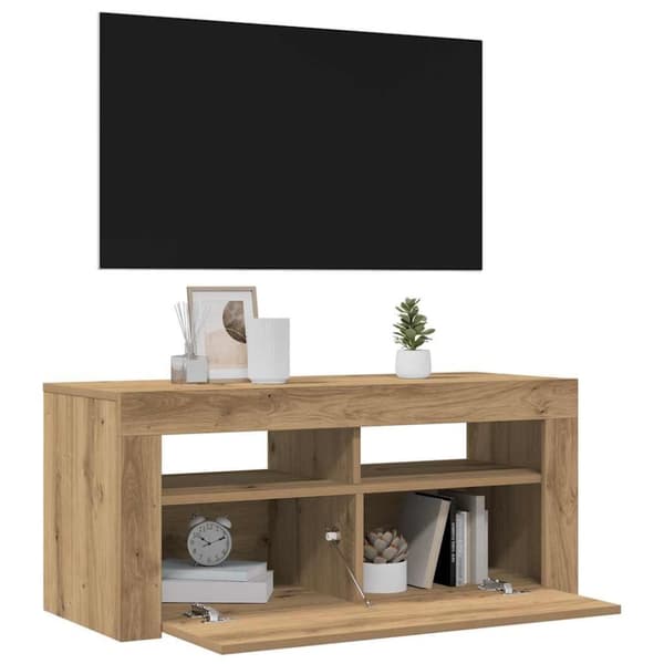vidaXL TV-bänk med LED-lampor artisan ek 90x35x40 cm konstruerat trä