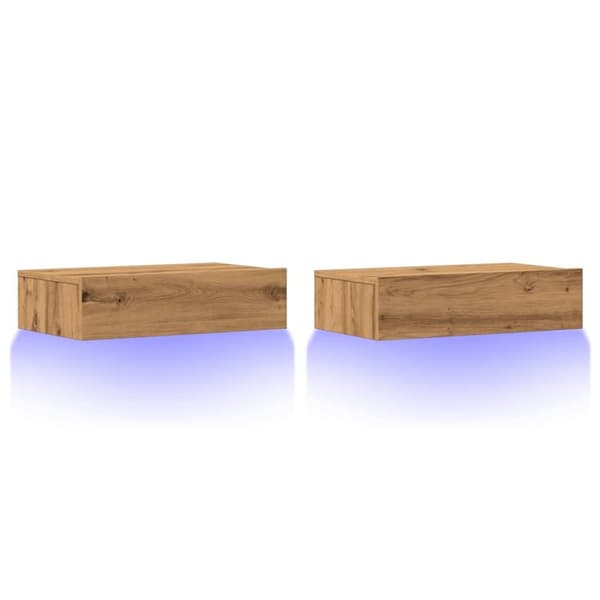 vidaXL TV-benker med LED-lys 2 stk artisan eik 60x35x15,5 cm