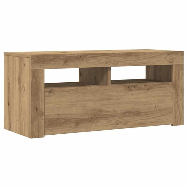 vidaXL tv-bord med LED-lys 90x35x40 cm konstrueret træ kunsteg