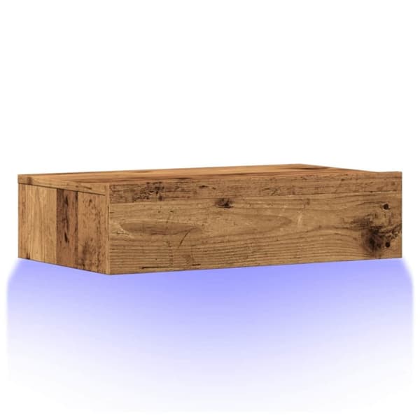 vidaXL tv-bord med LED-lys 60x35x15,5 cm antikt træ