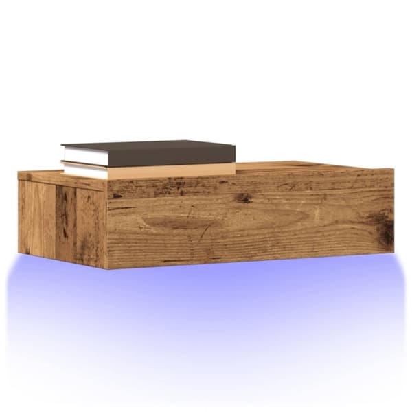vidaXL tv-bord med LED-lys 60x35x15,5 cm antikt træ