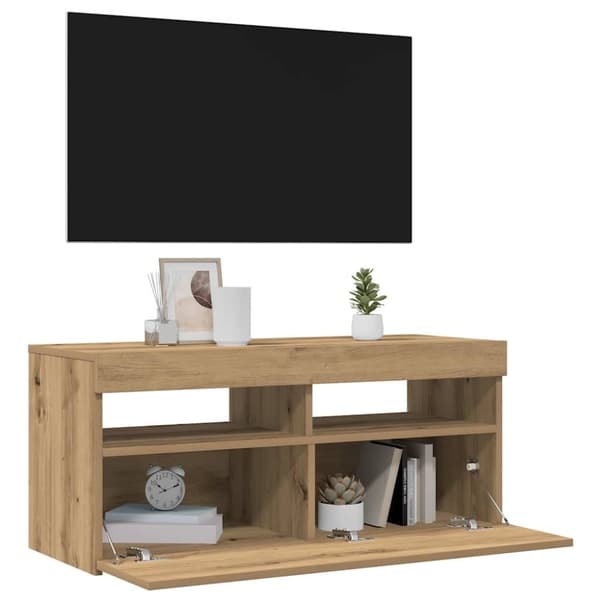 vidaXL TV-kaappi LED-valoilla käsityöläinen tammi 90x35x40 cm