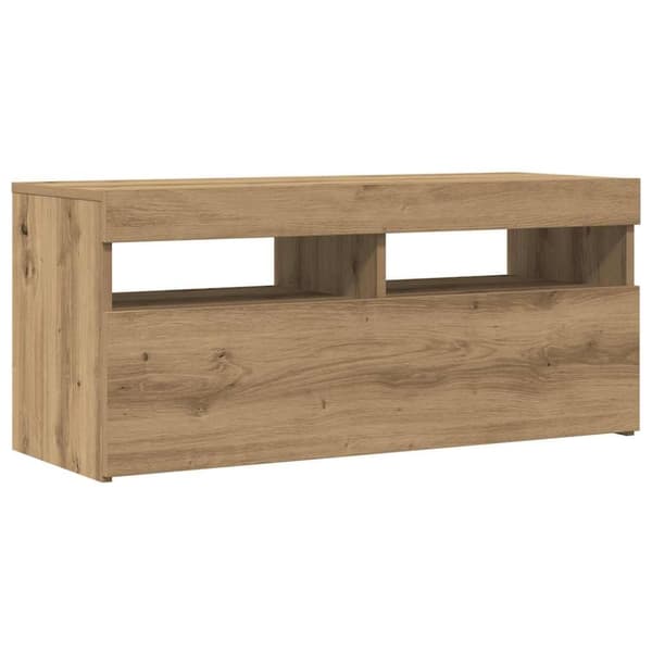 vidaXL TV-kaappi LED-valoilla käsityöläinen tammi 90x35x40 cm