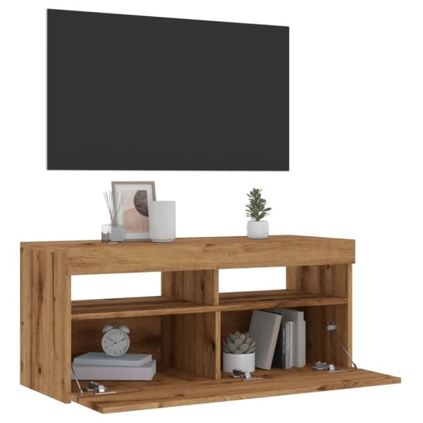 vidaXL TV-kaappi LED-valoilla käsityöläinen tammi 90x35x40 cm