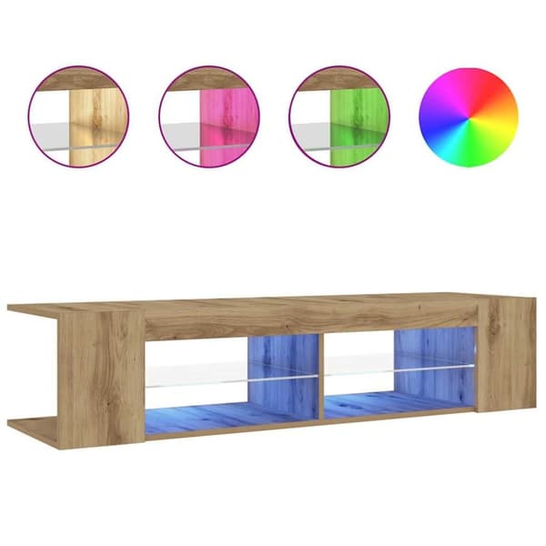 vidaXL TV-benk med LED-lys artisan eik 135x39x30 cm konstruert tre