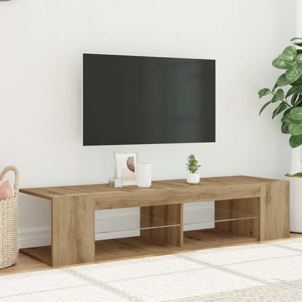 vidaXL TV-benk med LED-lys artisan eik 135x39x30 cm konstruert tre