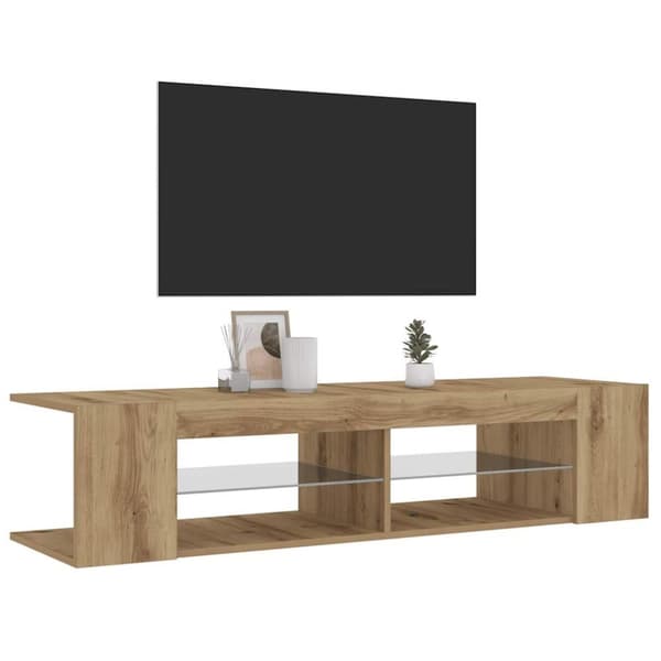 vidaXL TV-benk med LED-lys artisan eik 135x39x30 cm konstruert tre