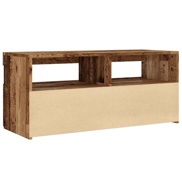 vidaXL TV-benk med LED-lys gammelt tre 90x35x40 cm konstruert tre