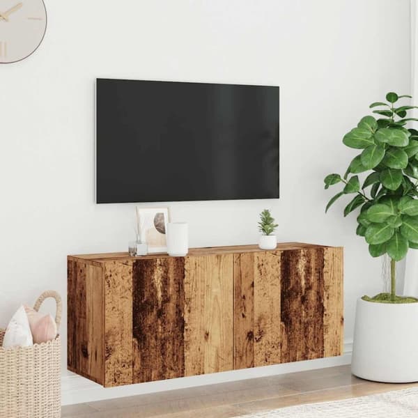 vidaXL væghængt tv-bord 100x30x41 cm gammelt træ-look