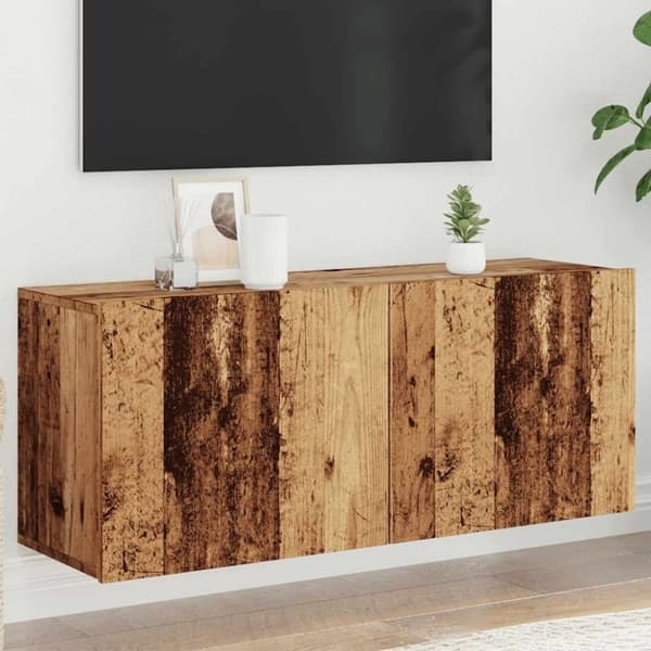 vidaXL væghængt tv-bord 100x30x41 cm gammelt træ-look