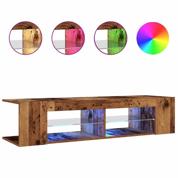 vidaXL TV-kaappi LED-valoilla vanha puu 135x39x30 cm teknillinen puu