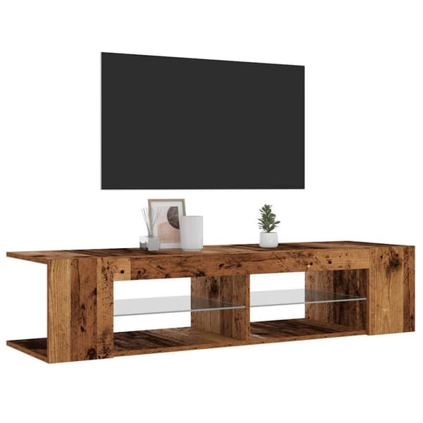 vidaXL TV-kaappi LED-valoilla vanha puu 135x39x30 cm teknillinen puu