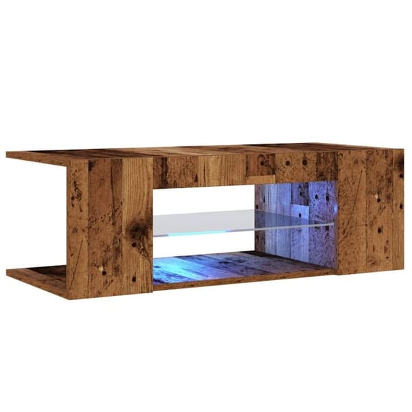 vidaXL TV-bänk med LED-lampor åldrat trä 90x39x30 cm konstruerat trä