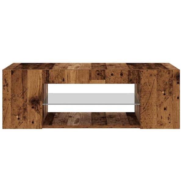 vidaXL TV-bänk med LED-lampor åldrat trä 90x39x30 cm konstruerat trä