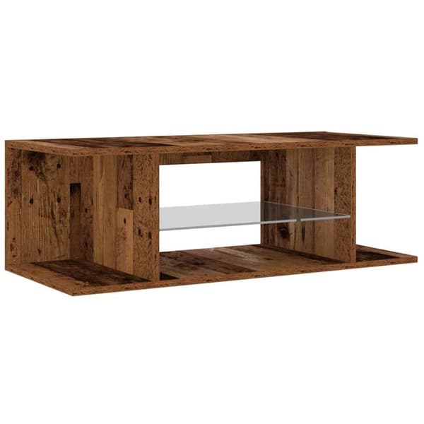 vidaXL TV-bänk med LED-lampor åldrat trä 90x39x30 cm konstruerat trä