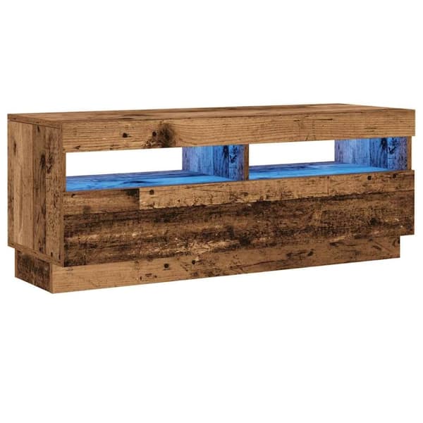 vidaXL tv-bord m. LED-lys 100x35x40 cm konstrueret træ antikt træ