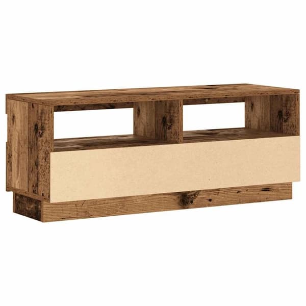 vidaXL tv-bord m. LED-lys 100x35x40 cm konstrueret træ antikt træ