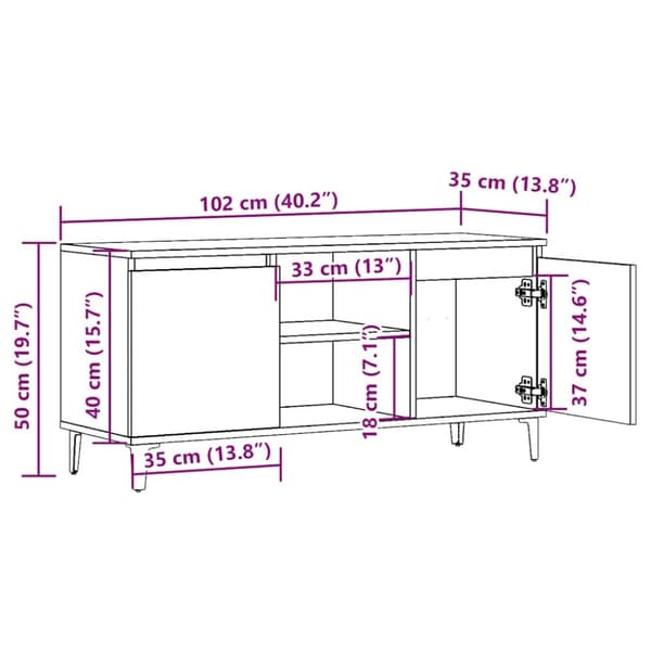 vidaXL TV-benk gammelt tre 102x35x50 cm konstruert tre
