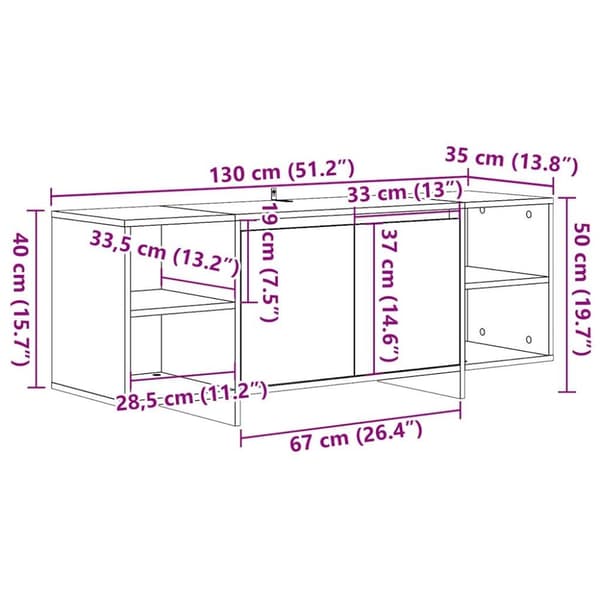 vidaXL Tv-bänk åldrat trä 130x35x50 cm konstruerat trä