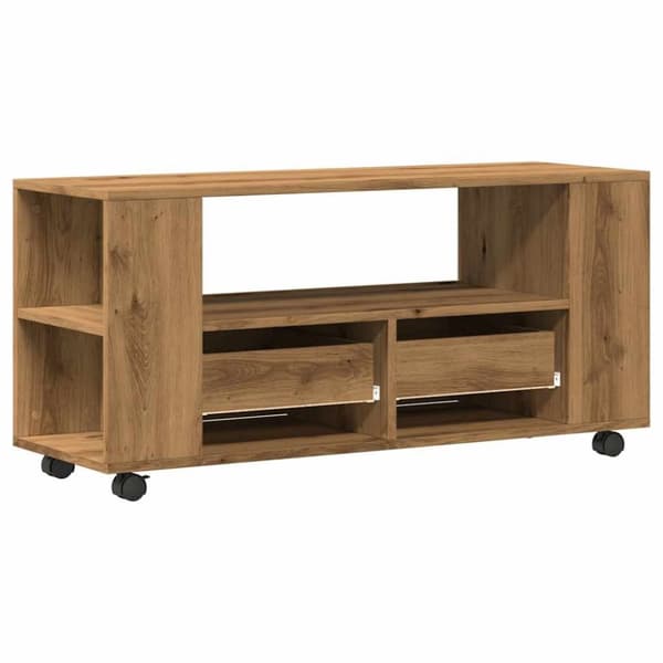 vidaXL TV-benk med hjul artisan eik 102x34,5x43 cm konstruert tre