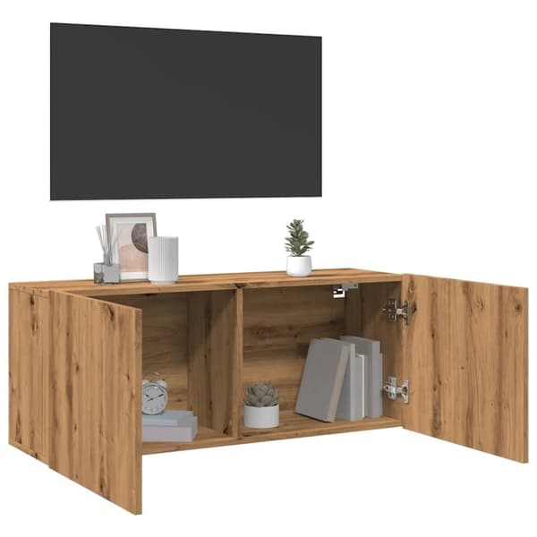 vidaXL væghængt tv-bord 100x30x41 cm artisan egetræsfarve